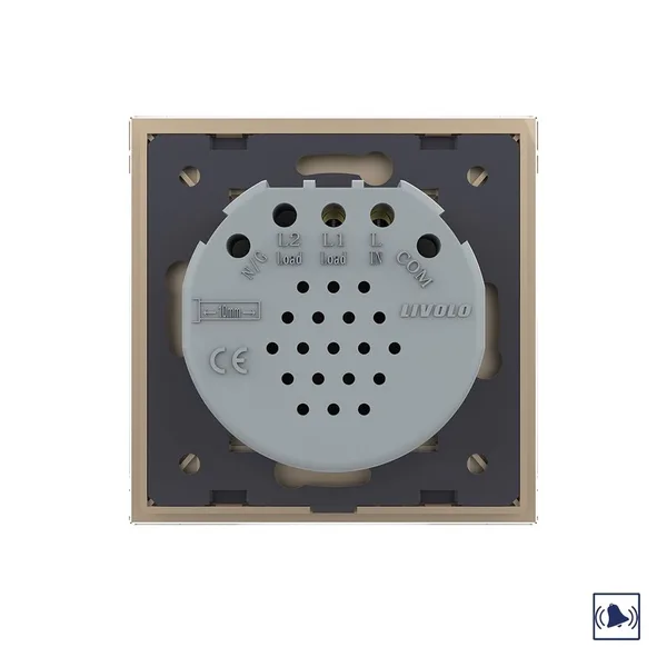 Сенсорный дверной звонок Quadro 1 клавиша 1 модуль Золотой Livolo — фото 4