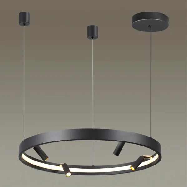 Подвесной св-к с ПДУ IP20 LED 45W+25W 1952Лм 3000-6000K металл/черн с золотом FONDA ODEON LIGHT — фото 3