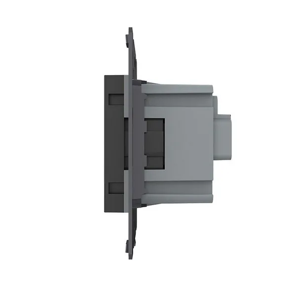 Розетка с заземлением защитными шторками черная (механизм) Livolo — фото 4