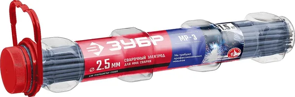 Электрод сварочный МР-3 рутиловый, d 2,5 х 350 мм, 1,5 кг в ПВХ тубе. ЗУБР — фото 3