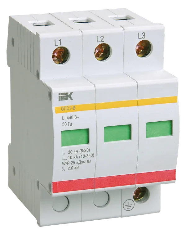 Ограничитель импульсных перенапряжений ОПС1-D 3Р 5/10кА 230B IEK