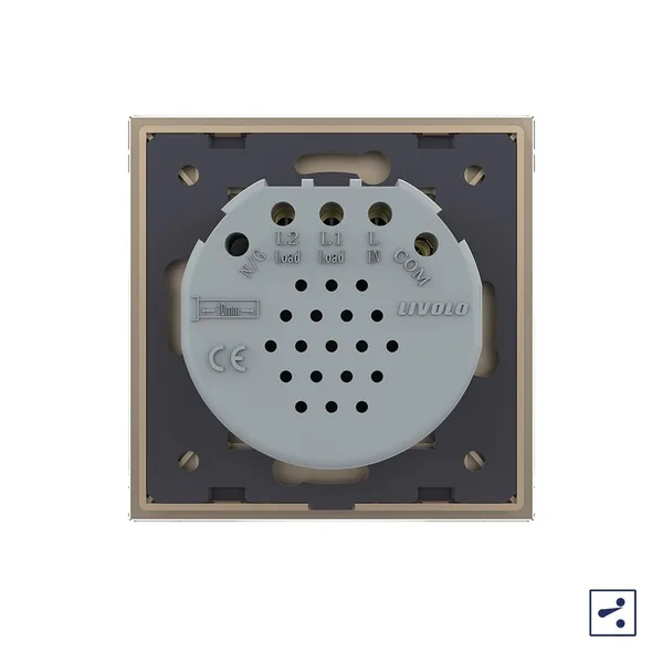 Сенсорный проходной выключатель Quadro 2 клавиши 1 пост Золотой Livolo — фото 4