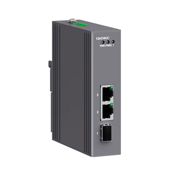 Промышленный медиаконвертер, 3-х портовый, арт. N1100-1SFP2T-P2 DKC