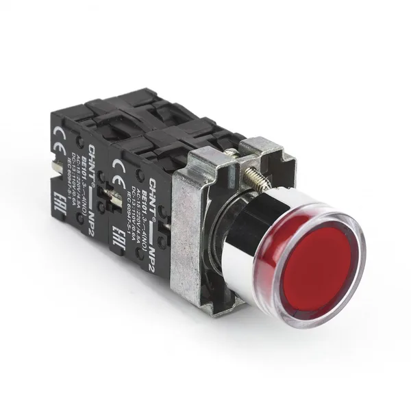 Кнопка управления NP2-BW1462 выступающая, красная, 1НЗ, AC/DC230В (LED), IP40 (R) CHINT