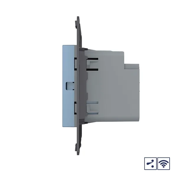 Двухклавишный проходной сенсорный выключатель Module с радиоупр., цвет синий (механизм) Livolo — фото 3