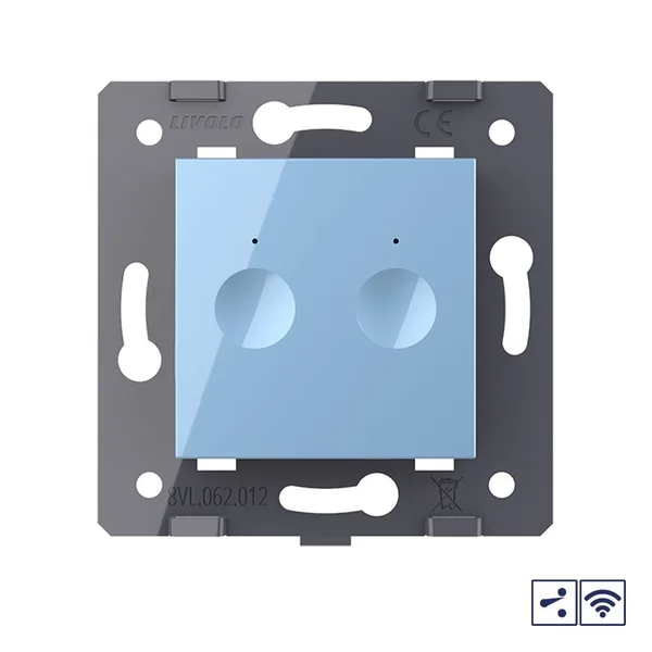 Двухклавишный проходной сенсорный выключатель Module с радиоупр., цвет синий (механизм) Livolo — фото 2