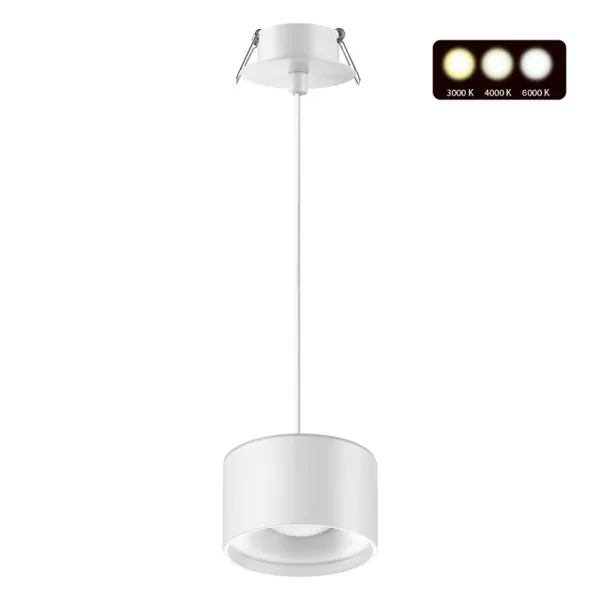 Св-к встр.с перекл.цв.темп.,провод 2м IP20 LED 3000К/4000К/6000К 12W вниз+3W вверх бел GIRO NOVOTECH