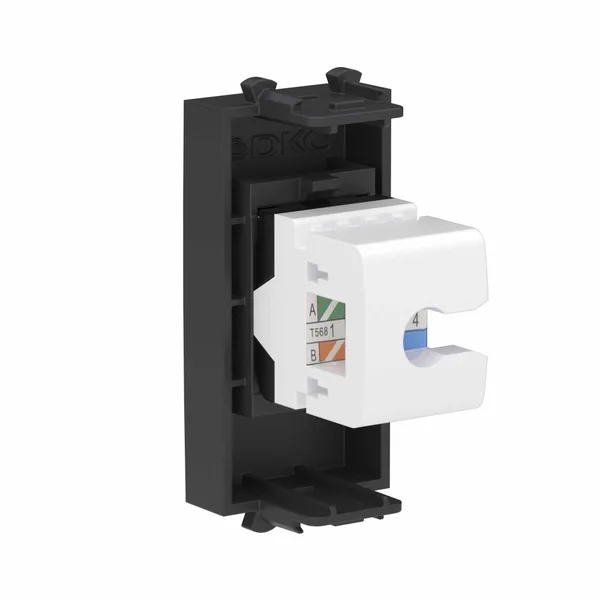 Компьютерная розетка RJ-45 без шторки модульная, кат.6А, "Avanti", "Черный матовый", 1 модуль DKC — фото 3