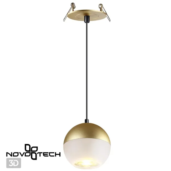 Св-к встр.,длина провода 2м IP20 GU10 9W 220V GARN матовое золото NOVOTECH — фото 3
