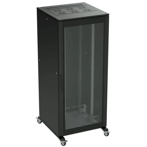 Напольный 19" IT-корпус ДКС серии CQE 42U 600х2000х1200, двери стекло+сплошная, панели для крыши, кабельный ввод, RAL9005 DKC