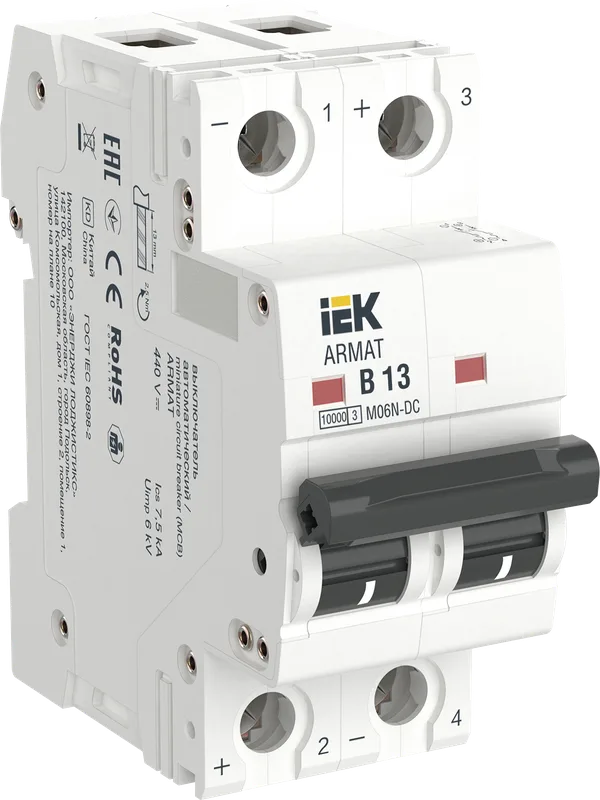 Выключатель автоматический ВА МОД M06N-DC 2П B 13А ARMAT IEK