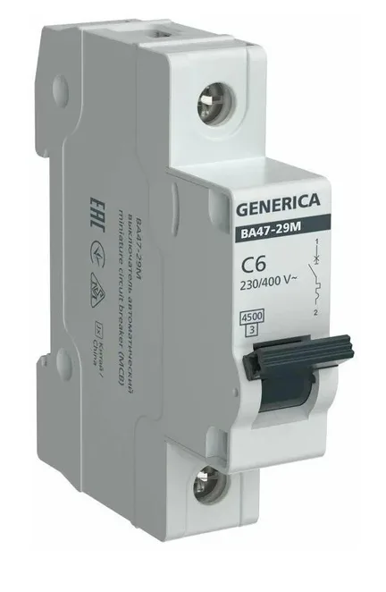 Выключатель автоматический модульный 1п C 10А 4.5кА ВА47-29М GENERICA IEK