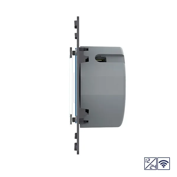 Двухклавишный сенсорный выключатель Quadro 12/24В с радиоупр., цвет белый (механизм) Livolo — фото 3
