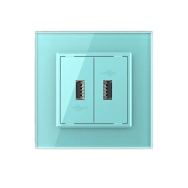 Розетка USB с блоком 5В 2.1А двойная Зеленая Livolo — фото 2