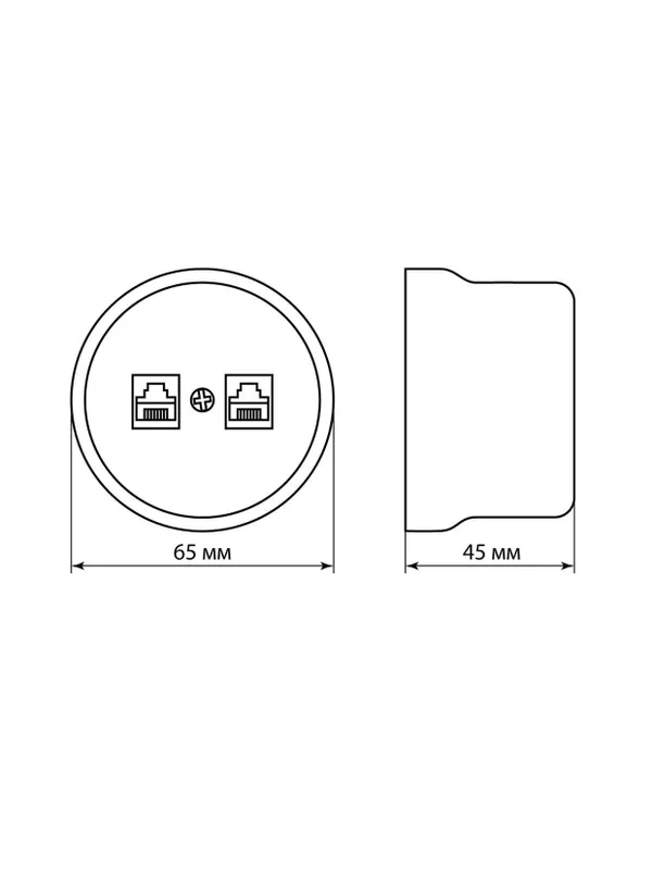 Розетка телефонная RJ11 + компьютерная RJ45 белая «Болонь» TDM — фото 7