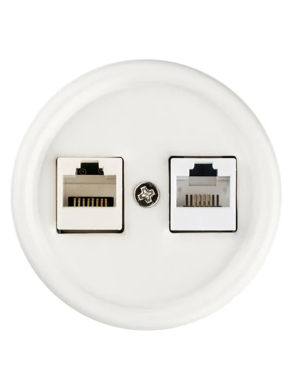 Розетка телефонная RJ11 + компьютерная RJ45 белая «Болонь» TDM — фото 6