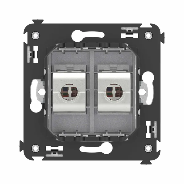 Компьютерная розетка RJ-45 без шторки в стену, кат.6А двойная экранированная, "Avanti", "Закаленная сталь" DKC — фото 4