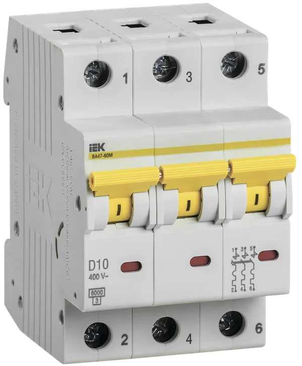 Выключатель автоматический ВА МОД ВА47-60M 3П 10А 6кА D IEK