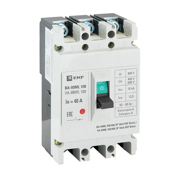 Выключатель автоматический ВА-99МL 100/ 40А 3П 18кА EKF Basic