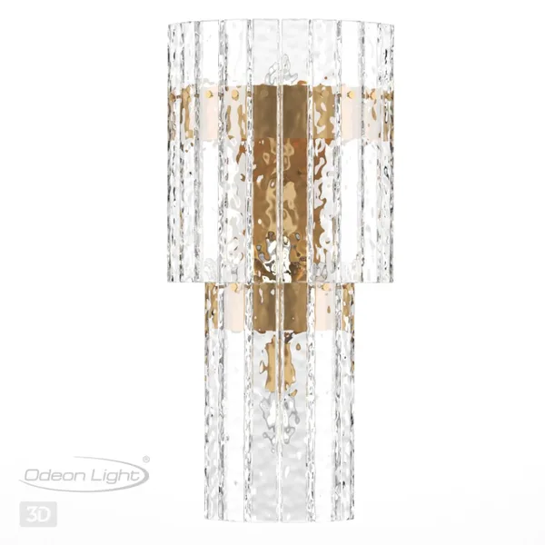 Бра E14 3*40W MERKALE матов.золотой/прозрачный/стекло/ ODEON LIGHT — фото 4