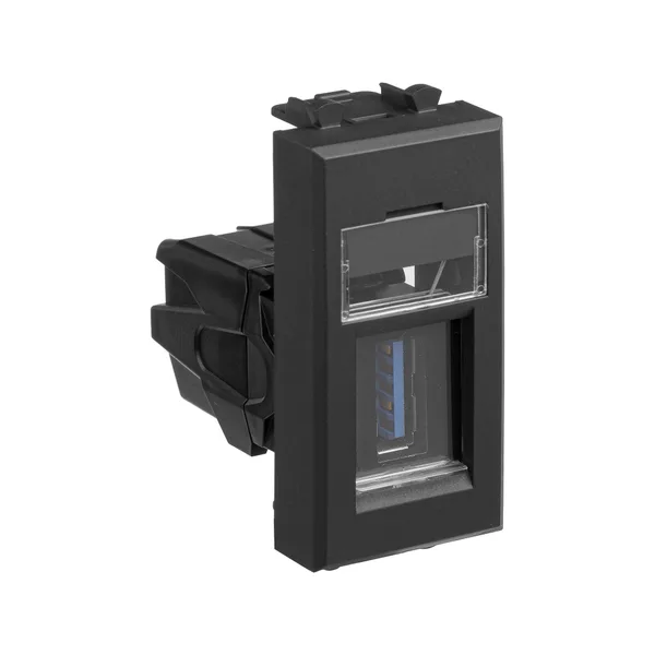 USB 3.0 розетка модульная, тип А-А, "Avanti", "Черный матовый", 1 модуль DKC — фото 2