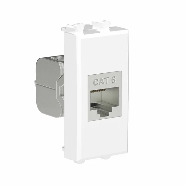 Компьютерная розетка RJ-45 без шторки модульная, кат.6 экранированная, "Avanti", "Белое облако", 1 модуль DKC — фото 2