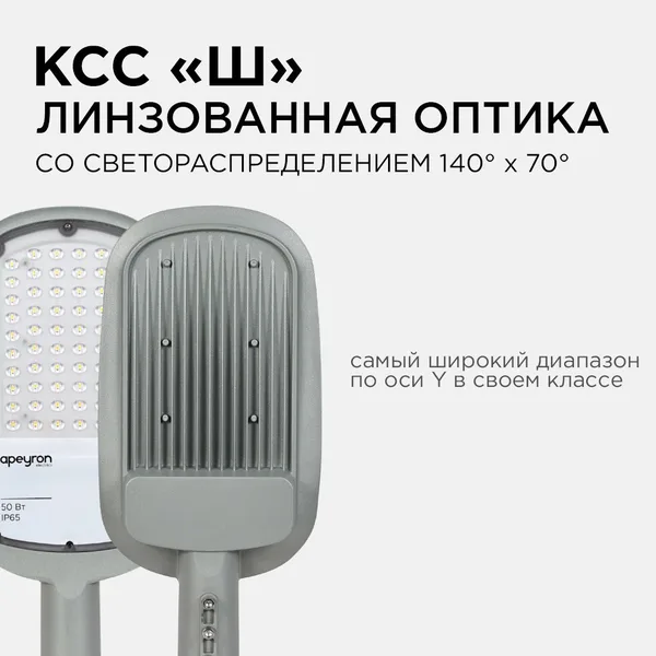 29-02 Светильник светодиодный, уличный, консольный 50Вт, 230/50Гц, 5500лм, 5000К, IP65, КСС "Ш", 420*200*70мм, Ф50мм, серый Apeyron — фото 11