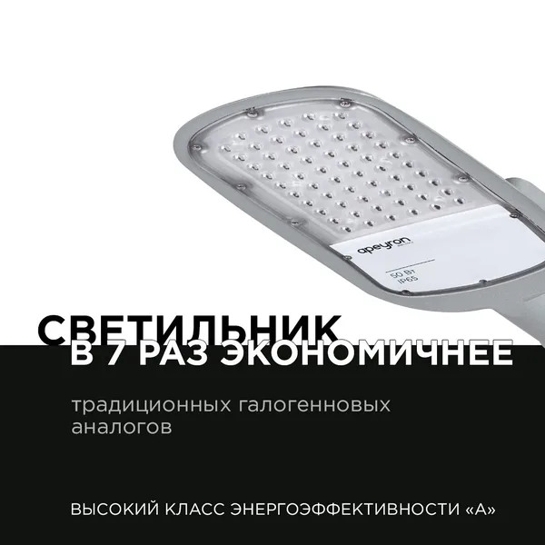 29-02 Светильник светодиодный, уличный, консольный 50Вт, 230/50Гц, 5500лм, 5000К, IP65, КСС "Ш", 420*200*70мм, Ф50мм, серый Apeyron — фото 9