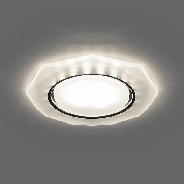 Светильник встраиваемый с белой LED подсветкой Feron CD5021 потолочный GX53 без лампы, белый матовый — фото 2