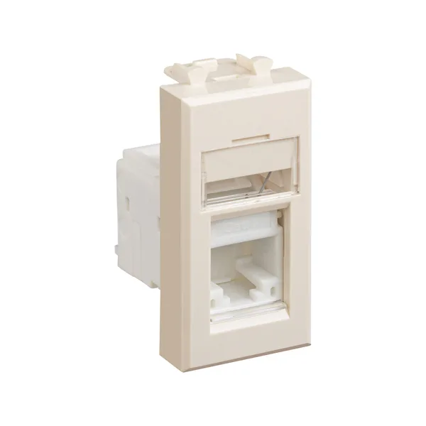 Компьютерная розетка RJ-45 модульная, кат.6А, "Avanti", "Ванильная дымка", 1 модуль DKC — фото 2