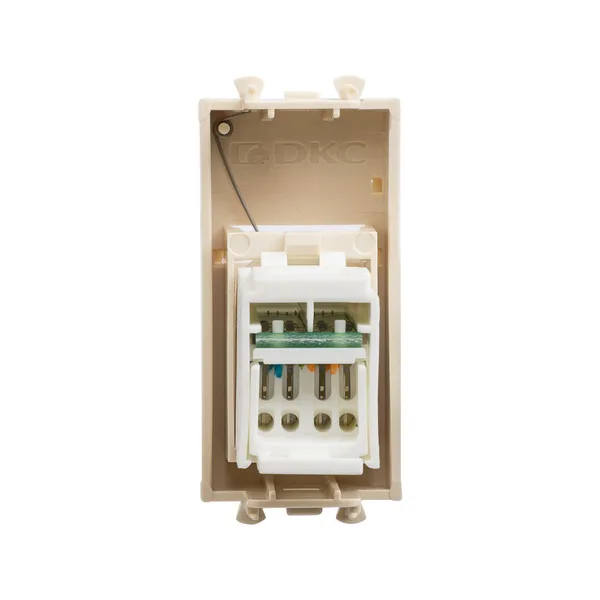 Компьютерная розетка RJ-45 модульная, кат.6А, "Avanti", "Ванильная дымка", 1 модуль DKC — фото 3