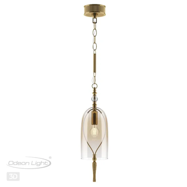 Подвес E14 1*40W BELL бронзовы/коньячный/стекло ODEON LIGHT — фото 4