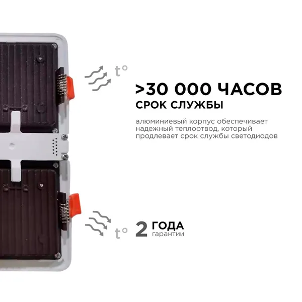 42-024 Светодиодный светильник встраиваемый, для подвесных потолочных систем, 48Вт, 4800Лм, 6500К, 300х300х27мм APEYRON — фото 5