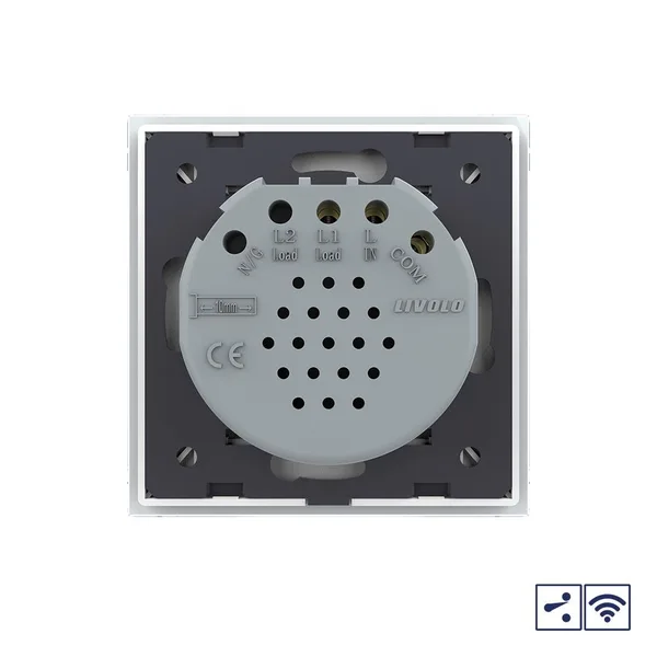 Сенсорный проходной радиоуправляемый выключатель Quadro 1 клавиша 1 пост Белый Livolo — фото 4