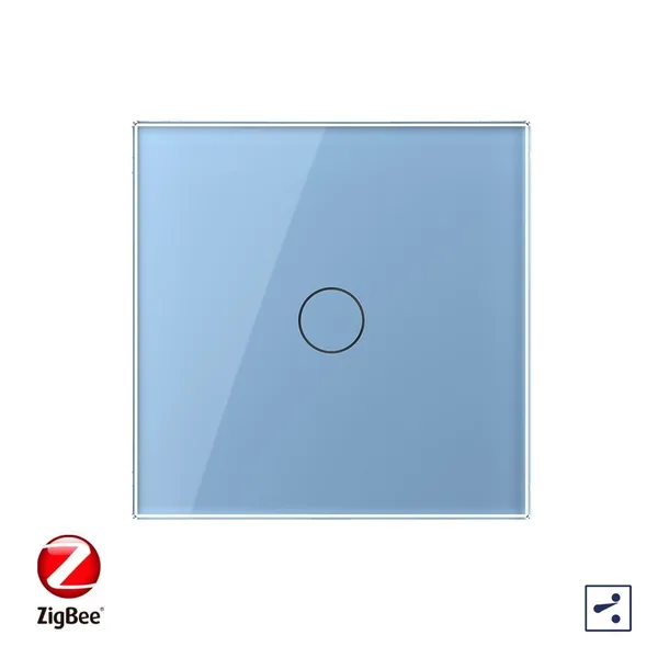 Сенсорный проходной выключатель ZigBee (Wi-Fi) 1 клавиша 1 пост Синий Livolo — фото 2