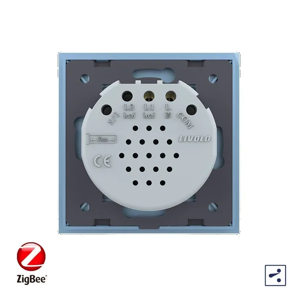 Сенсорный проходной выключатель ZigBee (Wi-Fi) 1 клавиша 1 пост Синий Livolo — фото 4