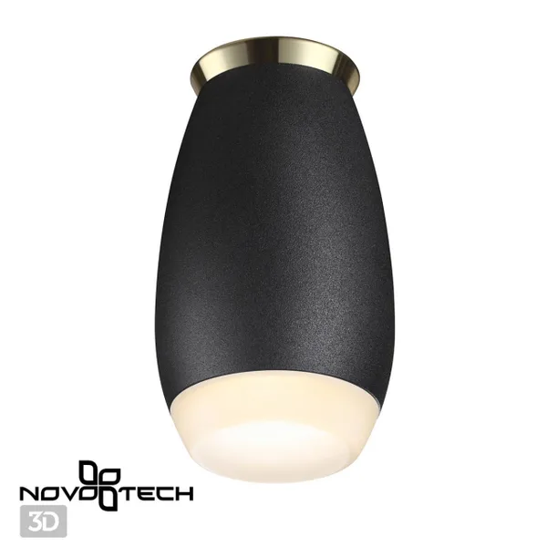 Св-к накл.влагозащ.IP44 GU10 9W 220V GENT черный/золото NOVOTECH — фото 3