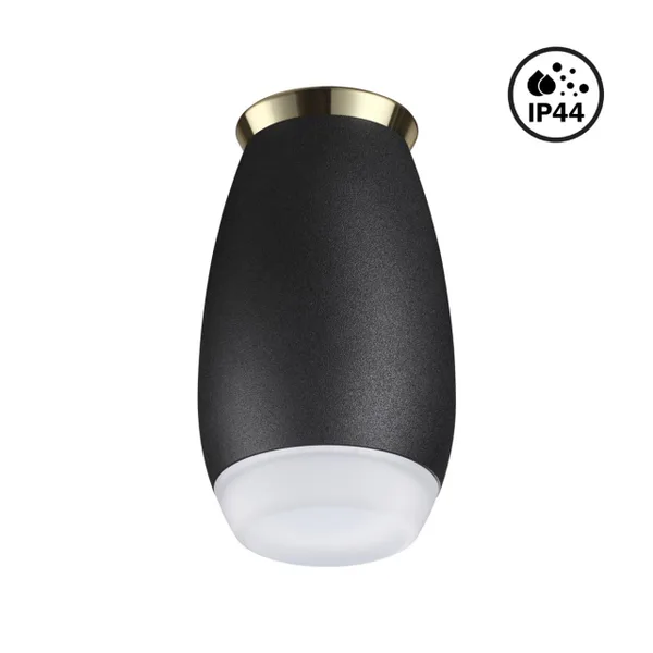 Св-к накл.влагозащ.IP44 GU10 9W 220V GENT черный/золото NOVOTECH