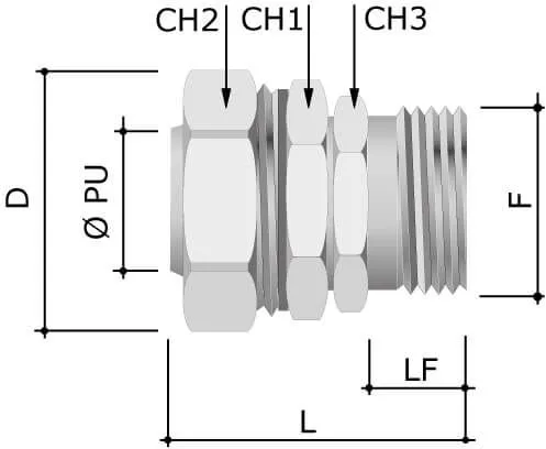 Муфта поворотная металлорукав-коробка DN 15, М20х1,5,наружная резьба DKC — фото 2