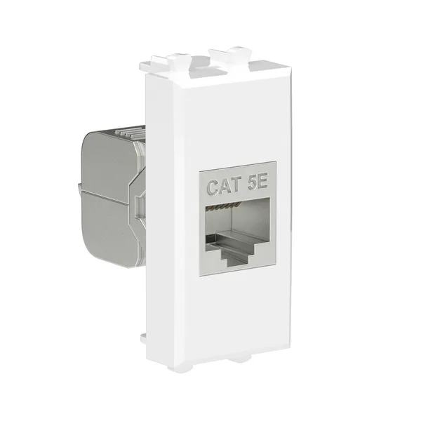 Компьютерная розетка RJ-45 без шторки модульная, кат.5е экранированная, "Avanti", "Белое облако", 1 модуль DKC — фото 2