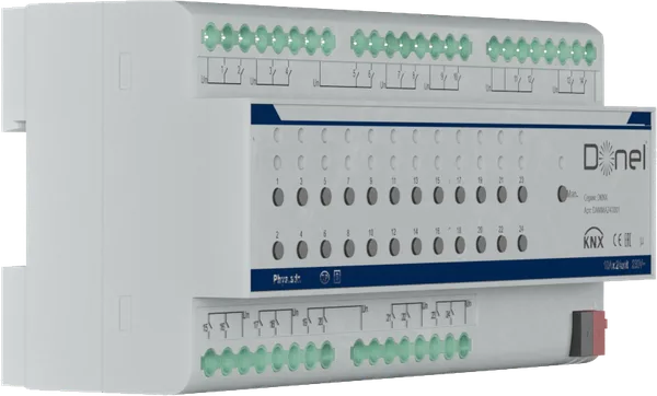 Donel KNX 24-канальный многофункциональный актуатор, 10A Установка на DIN-рейку, напряжение 230/400 В переменного тока, 50–60 Гц, Cерия DKNX — фото 2