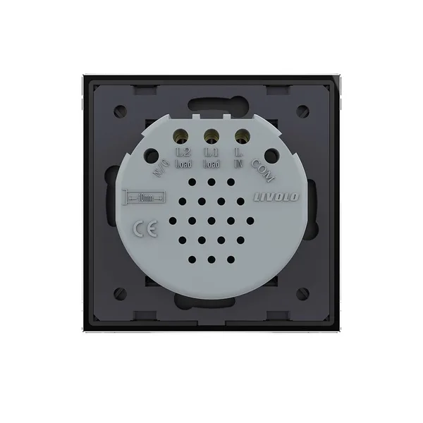 Сенсорный выключатель Quadro 2 клавиши 1 пост Черный Livolo — фото 4
