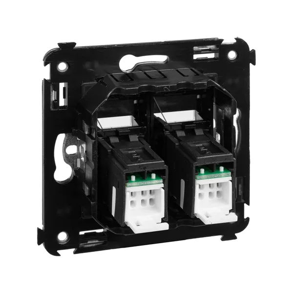 Компьютерная розетка RJ-45 в стену, кат.6А двойная, "Avanti", "Черный матовый" DKC — фото 4
