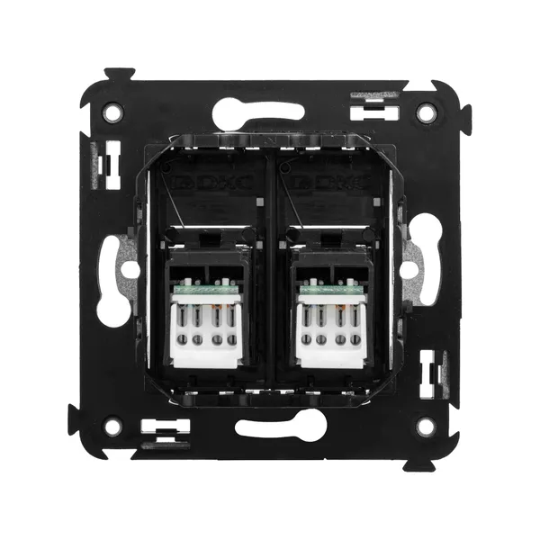 Компьютерная розетка RJ-45 в стену, кат.6А двойная, "Avanti", "Черный матовый" DKC — фото 3
