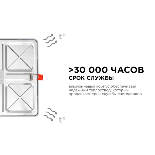LP-23 Светодиодная панель встраиваемая с регулировкой под посадочное отверстие, 20Вт, 230В/50Гц, 1500лм, 4500К, 230х230х24мм, квадратная, драйвер на к APEYRON — фото 4