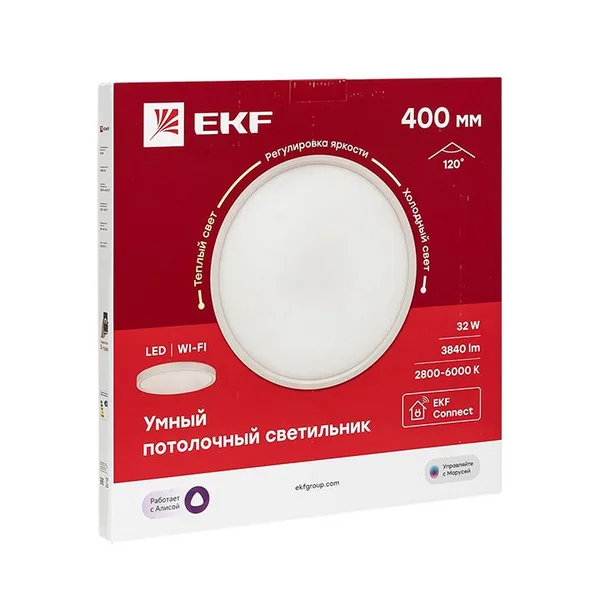 Умный потолочный светильник 400 мм 32W Connect EKF