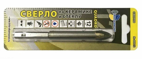 Сверло по керамике и стеклу квадро 12мм 440012 Trio-Diamond — фото 2