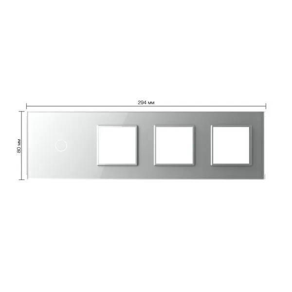 Панель для сенсорного выключателя и 3-х розеток, 1 клавиша, цвет серый, стекло Livolo — фото 2