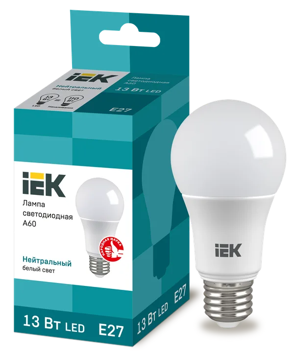 Лампа светодиодная A60 шар 13Вт 230В 4000К E27 IEK