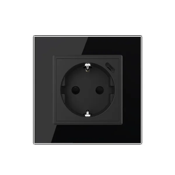 Розетка электрическая + USB type-C с блоком питания 18W Livolo 1 пост Черная VL-C7CTF16A.UC18W-2BP — фото 2